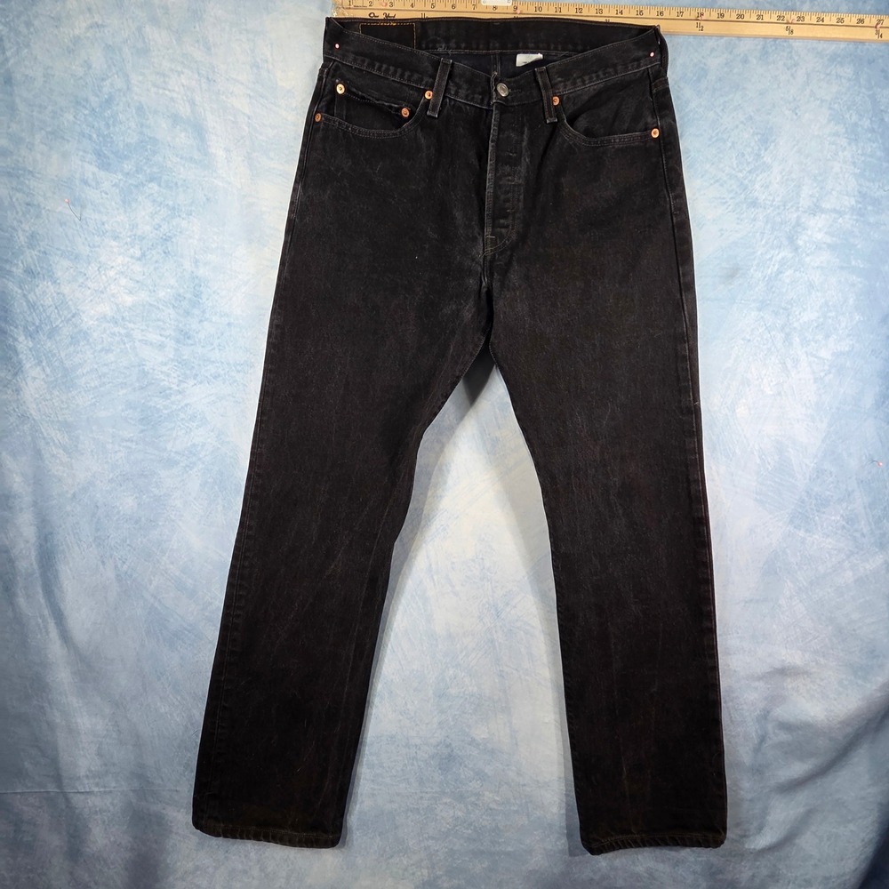 Levis 501XX Original Fit Mens Jeans 33x32 Faded Black Button Fly Straight Leg
